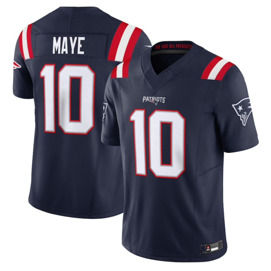 #10 Drake Maye NE.Patriots Navy Vapor F.U.S.E. Limited Football Jerseys