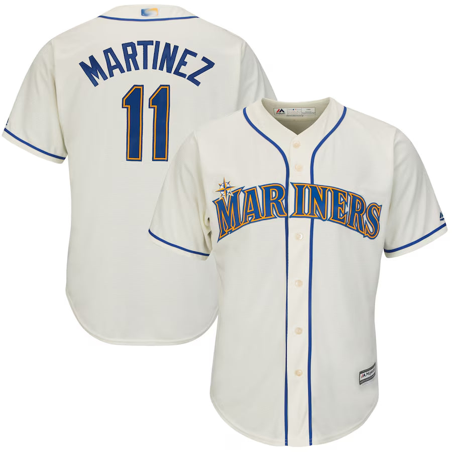 #11 Edgar Martinez Player S.Mariners Cool Base Replica Cream Baseball Jerseys