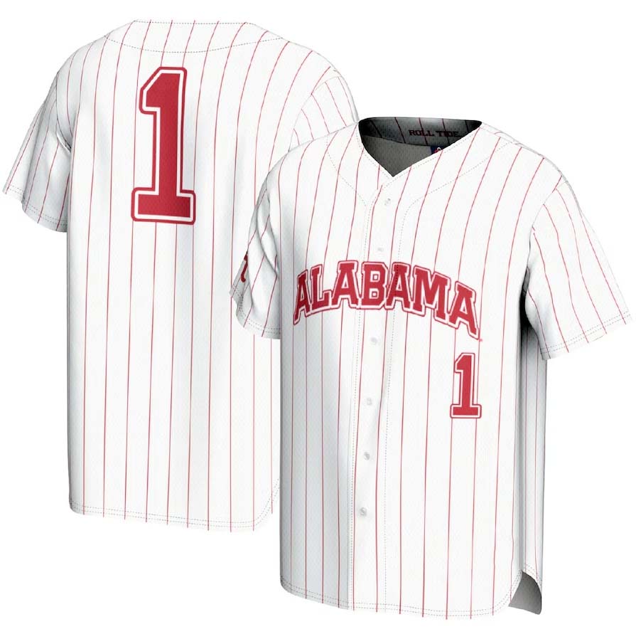 #1 A.Crimson Tide Player Lightweight Baseball Fashion Jersey - White Stitched American College Jerseys