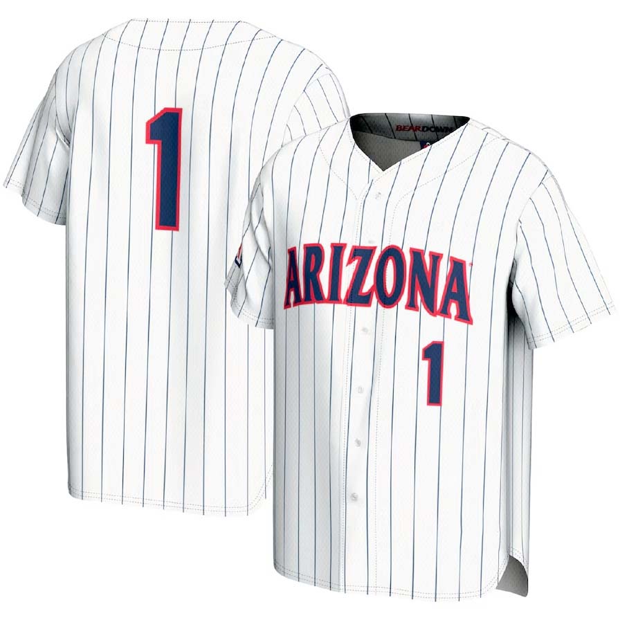 A.Wildcats #1 GameDay Greats Lightweight Baseball Fashion Jerseys - White Stitched American College Jerseys
