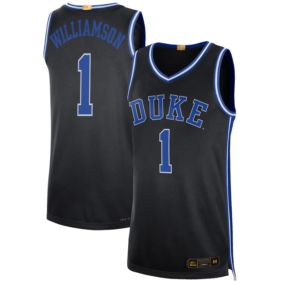 #1 Zion Williamson Player Black Duke Blue Devils Limited Basketball Jerseys