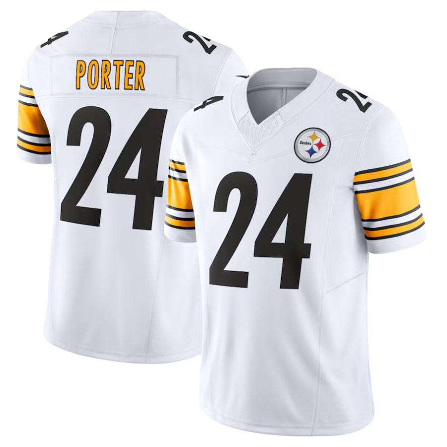 #24 Joey Porter Jr. Player P.Steelers White Vapor F.U.S.E. Limited Fotoball Jerseys