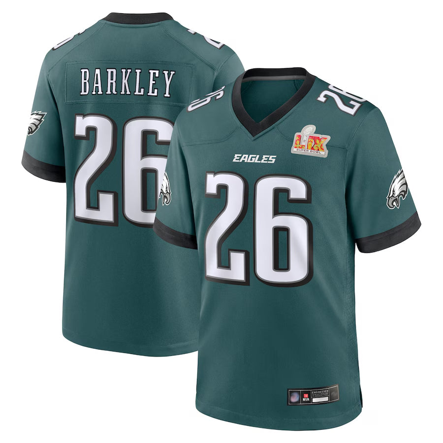 #26 Saquon Barkley Player Midnight Green P.Eagles Super Bowl LIX Game Player Football Jerseys