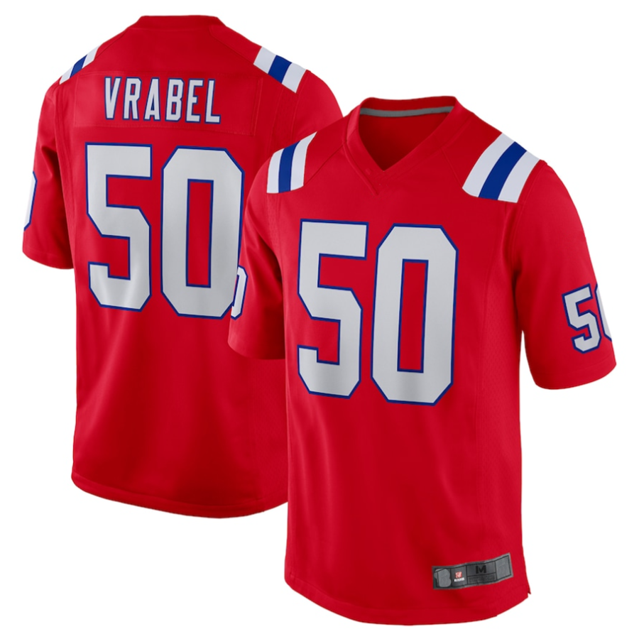 #50 Mike Vrabel Player NE.Patriots Red Alternate Game Football Jerseys