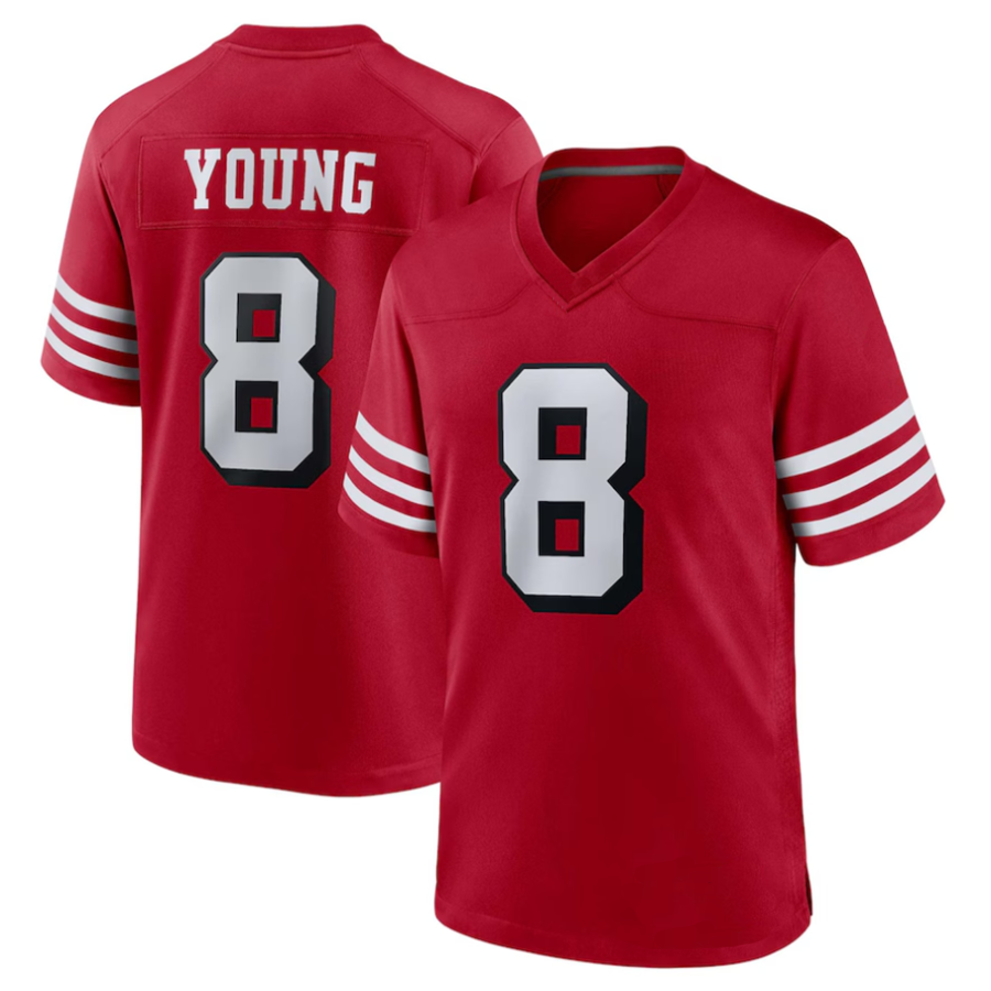 #8 Steve Young Player SF.49ers Scarlet Alternate Game Football Jerseys