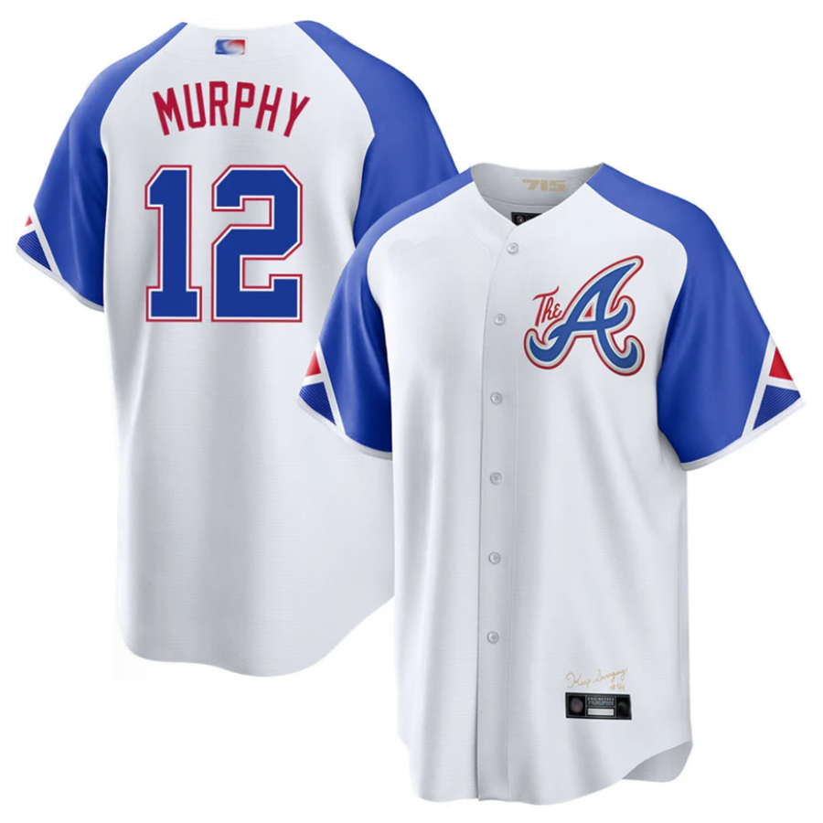 A.Braves #12 Sean Murphy Player White-Blue Limited Baseball Jerseys