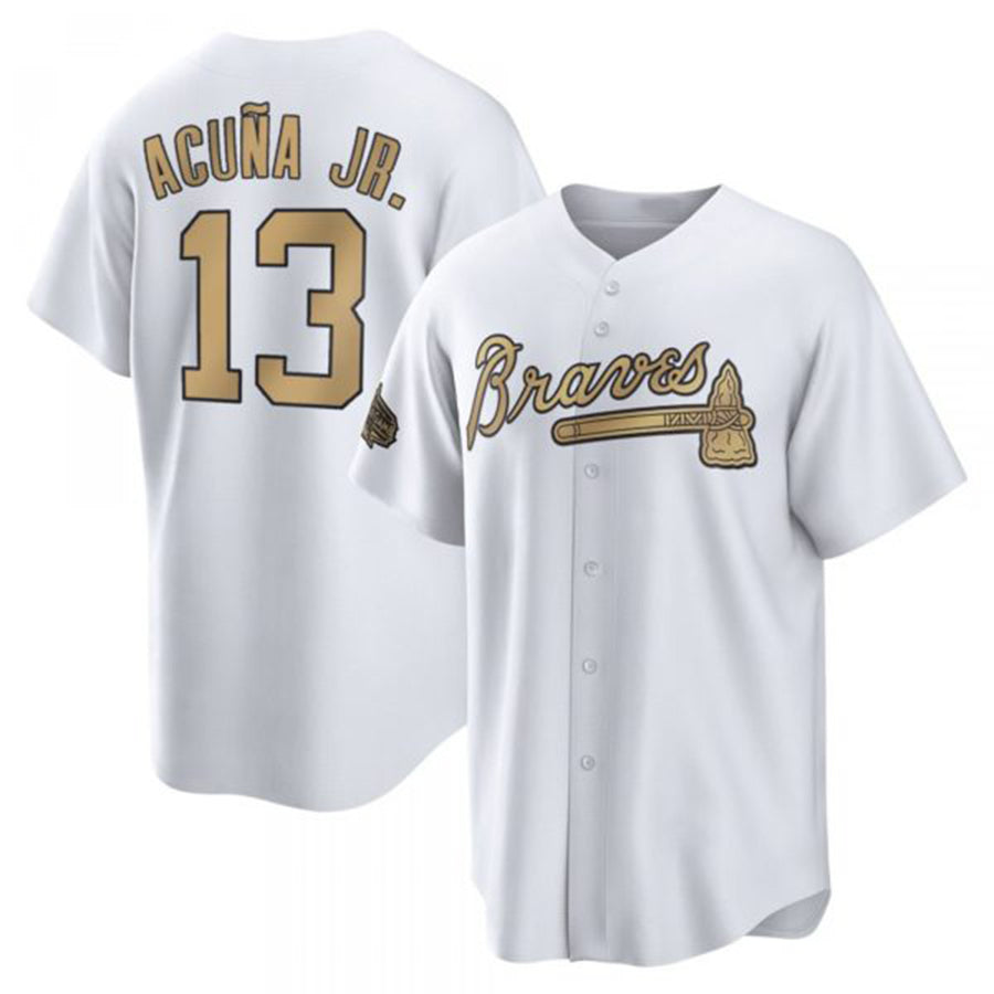 A.Braves #13 Ronald Acuna Jr. Player White All-Star Jersey Stitches Baseball Jerseys