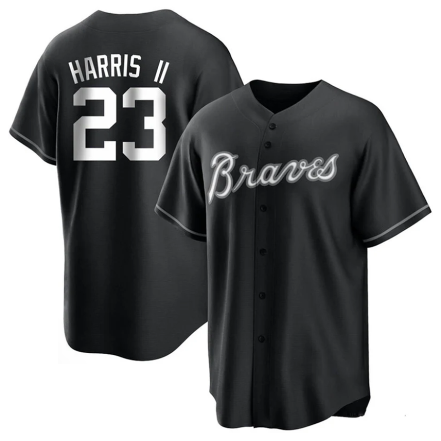 A.Braves #23 Michael Harris II Player Black Home Replica Baseball Jerseys