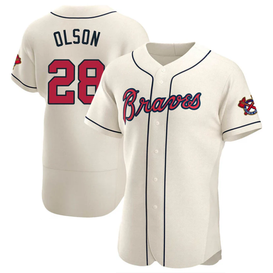 A.Braves #28 Matt Olson Player Cream Limited Elite Stitches Baseball Jerseys