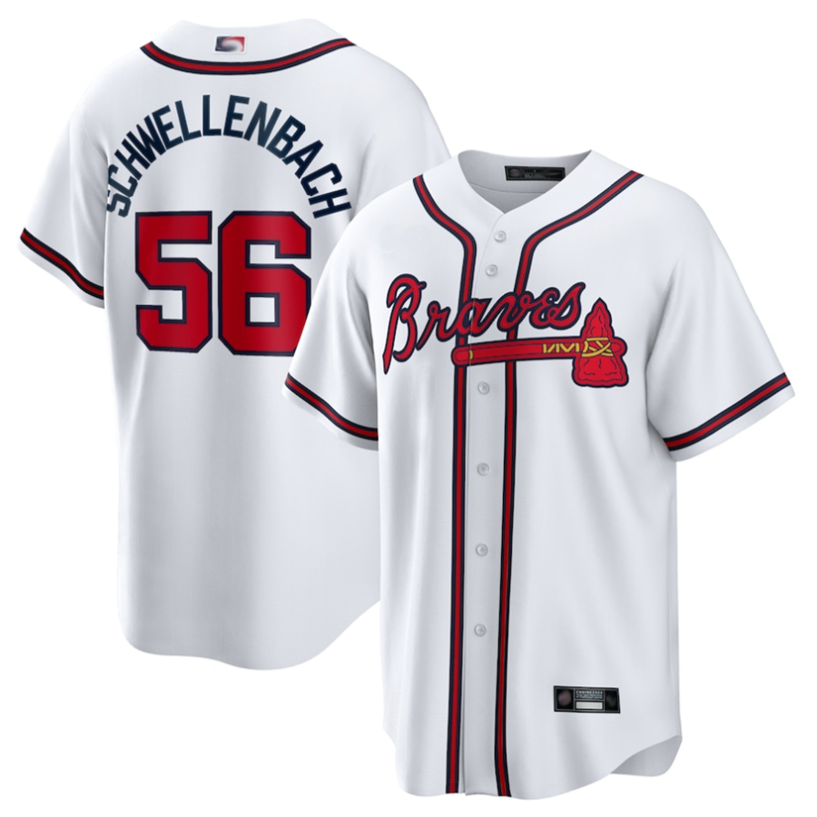 A.Braves #56 Spencer Schwellenbach Player White Home Replica Baseball Jerseys