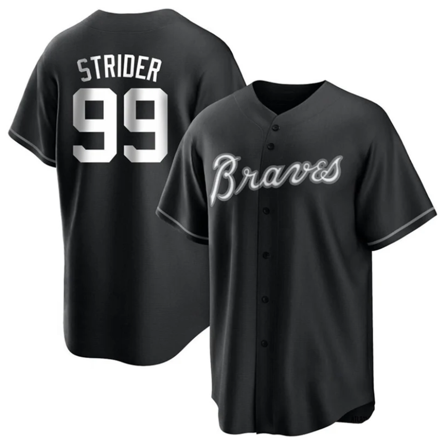 A.Braves #99 Spencer Strider Player Black Game Replica Stitched Baseball Jerseys