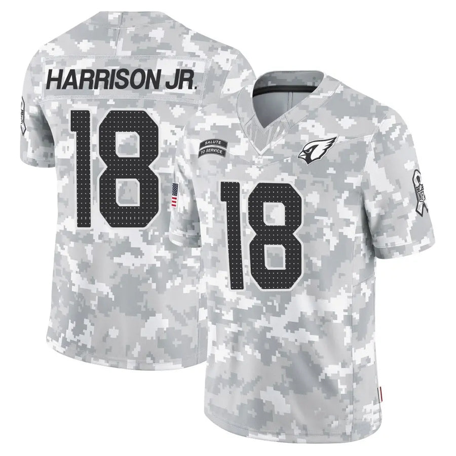 A.Cardinals #18 Marvin Harrison Jr. Player Camo Salute to Service Limited Stitched Football Jerseys