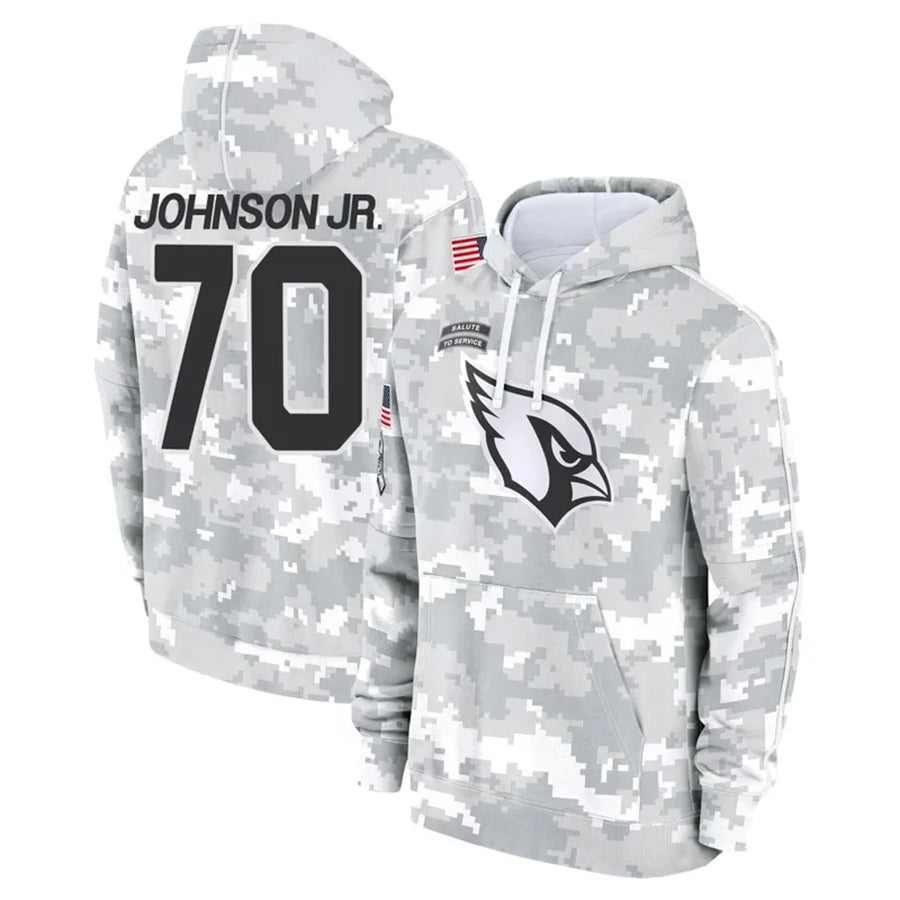 A.Cardinals #70 Paris Johnson Jr. Player Salute to Service Hoodies Football Jerseys