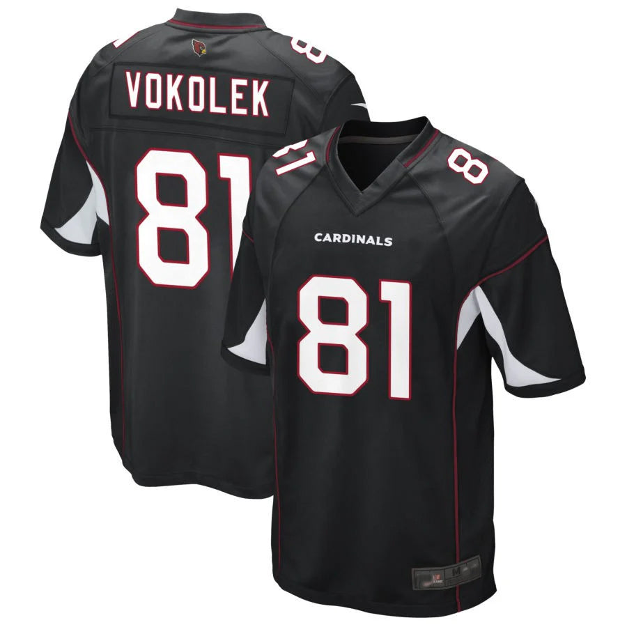 A.Cardinals #81 Travis Vokolek Player Black Game Football Jerseys