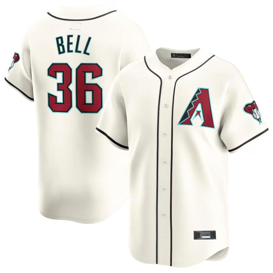 A.Diamondbacks #36 Josh Bell White Home Limited Player Jersey American Stitched Baseball Jerseys