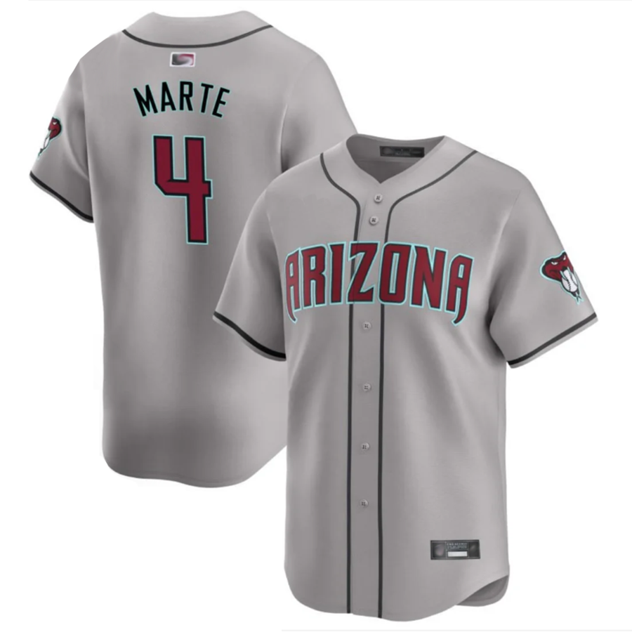 A.Diamondbacks #4 Ketel Marte Player Gray Replica Game Baseball Jerseys