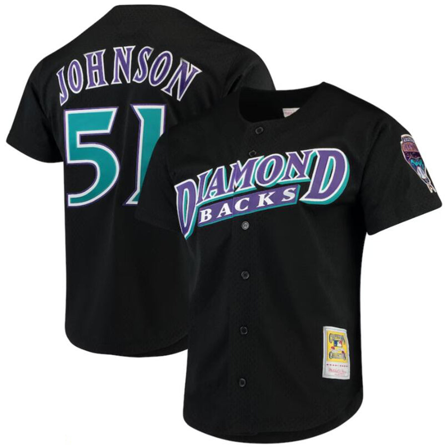 #51 Randy Johnson Player A.Diamondbacks Mitchell & Ness Fashion Cooperstown Collection Mesh Batting Practice Baseball Jerseys