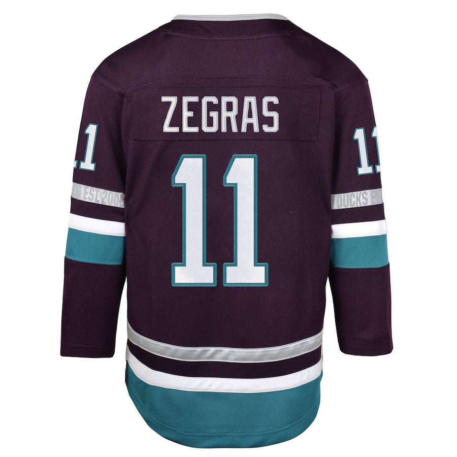 A.Ducks #11 Trevor Zegras Player Purple 30th Anniversary Premier Hockey Jerseys