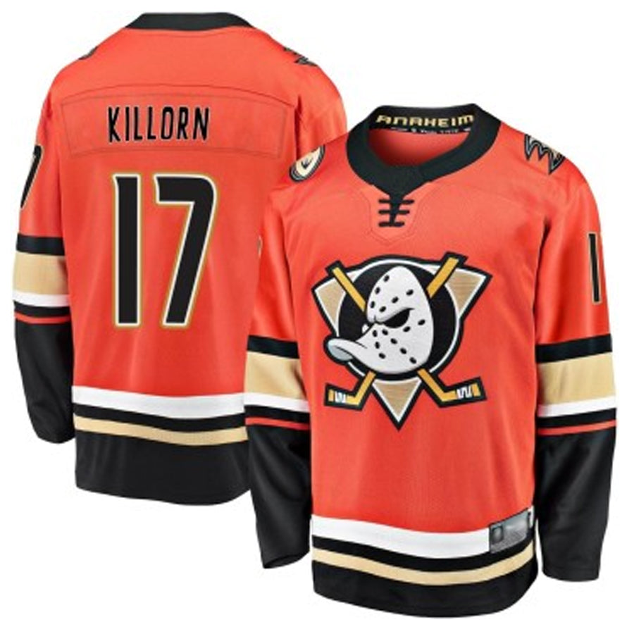 A.Ducks #17 Alex Killorn Player Fanatics Home Breakaway Orange Hockey Jerseys