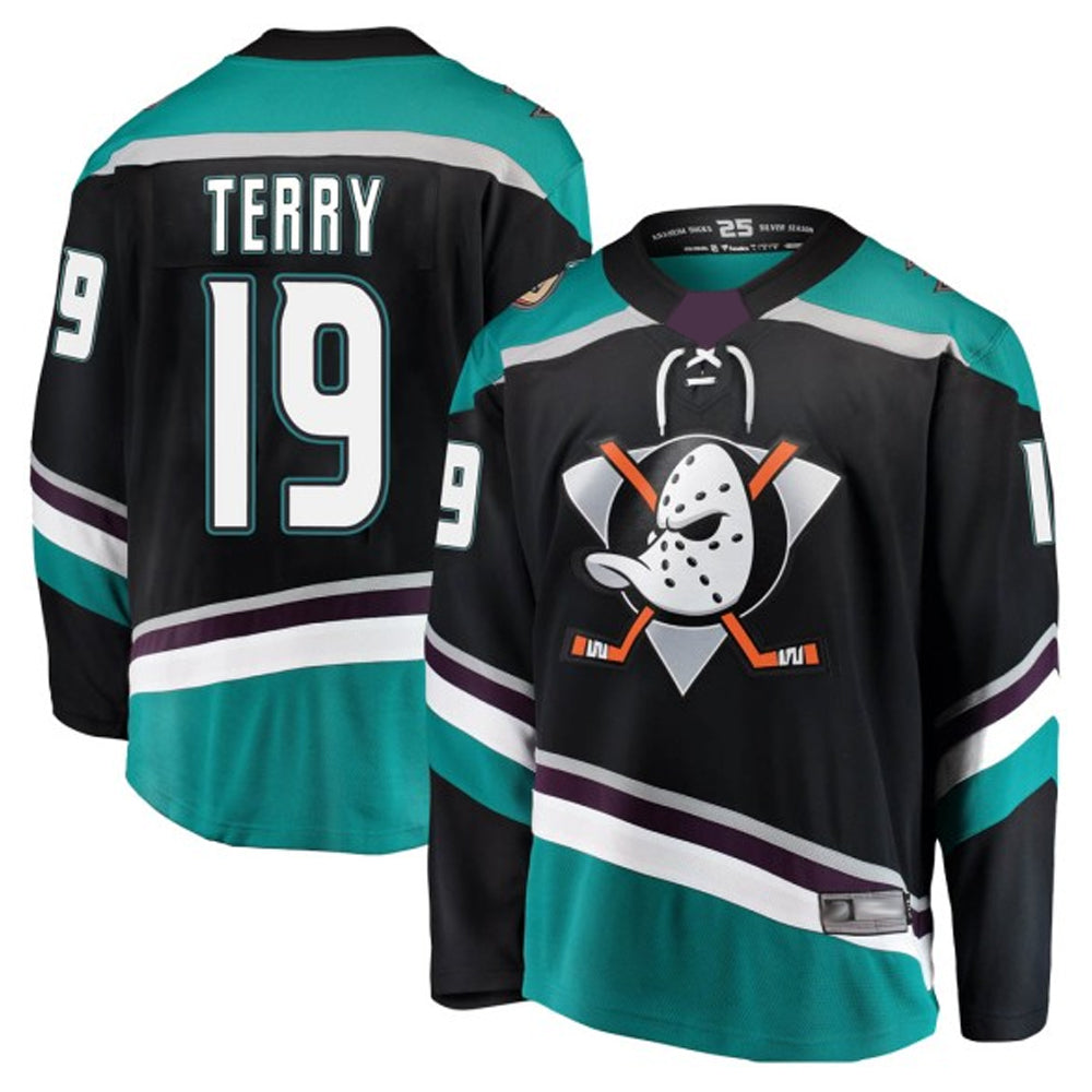 A.Ducks #19 Troy Terry Player Fanatics Breakaway Black Hockey Jerseys