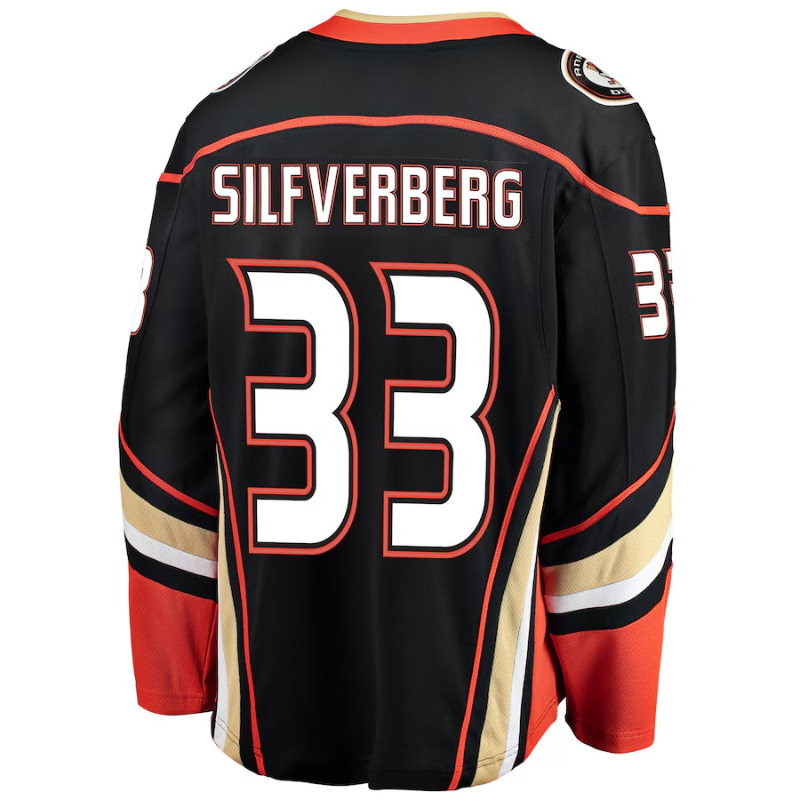 A.Ducks #33 Jakob Silfverberg Player Fanatics Black Breakaway Hockey Jerseys