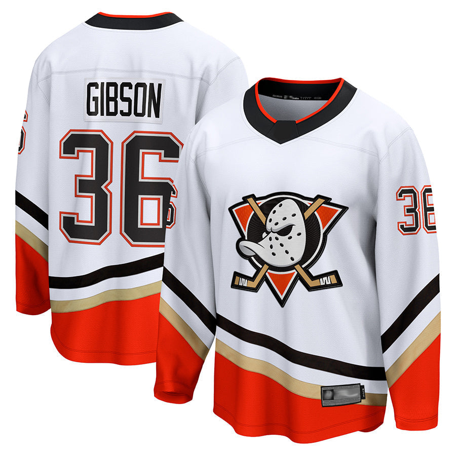 A.Ducks #36 John Gibson Player Fanatics Special Edition Breakaway White Hockey Jerseys