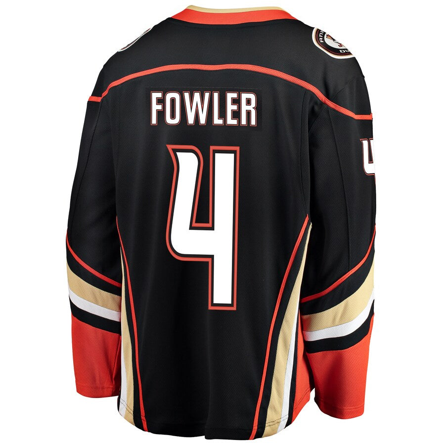 A.Ducks #4 Cam Fowler Player Fanatics Home Breakaway Black Hockey Jerseys