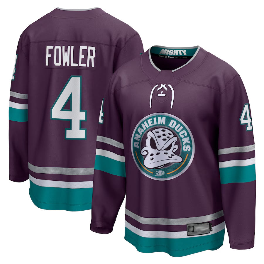 A.Ducks #4 Cam Fowler Player Fanatics Replica Anniversary Maroon Hockey Jerseys