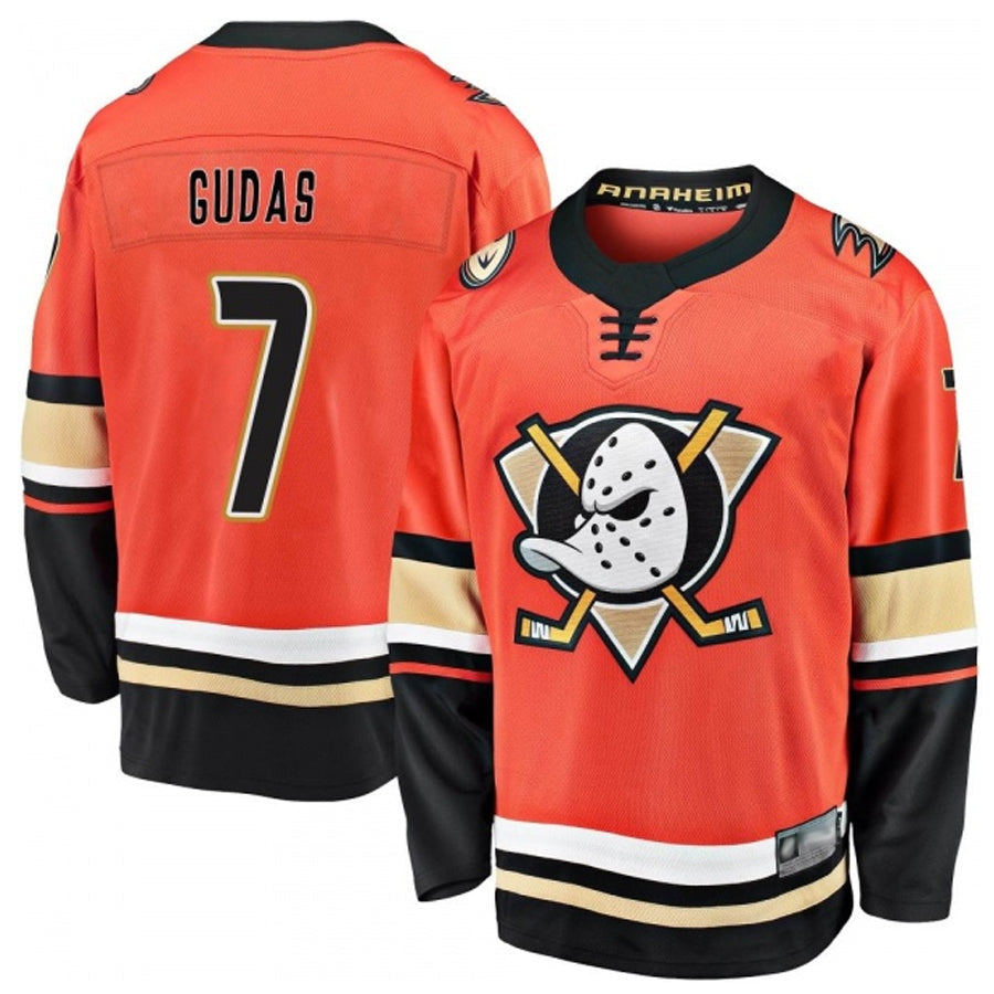 A.Ducks #7 Radko Gudas Player Fanatics Home Breakaway Orange Hockey Jerseys