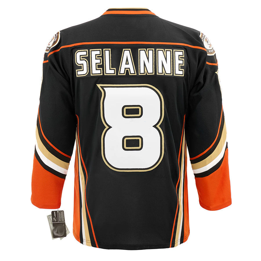 A.Ducks #8 Teemu Selanne Player Fanatics Home Premium Black Hockey Jerseys