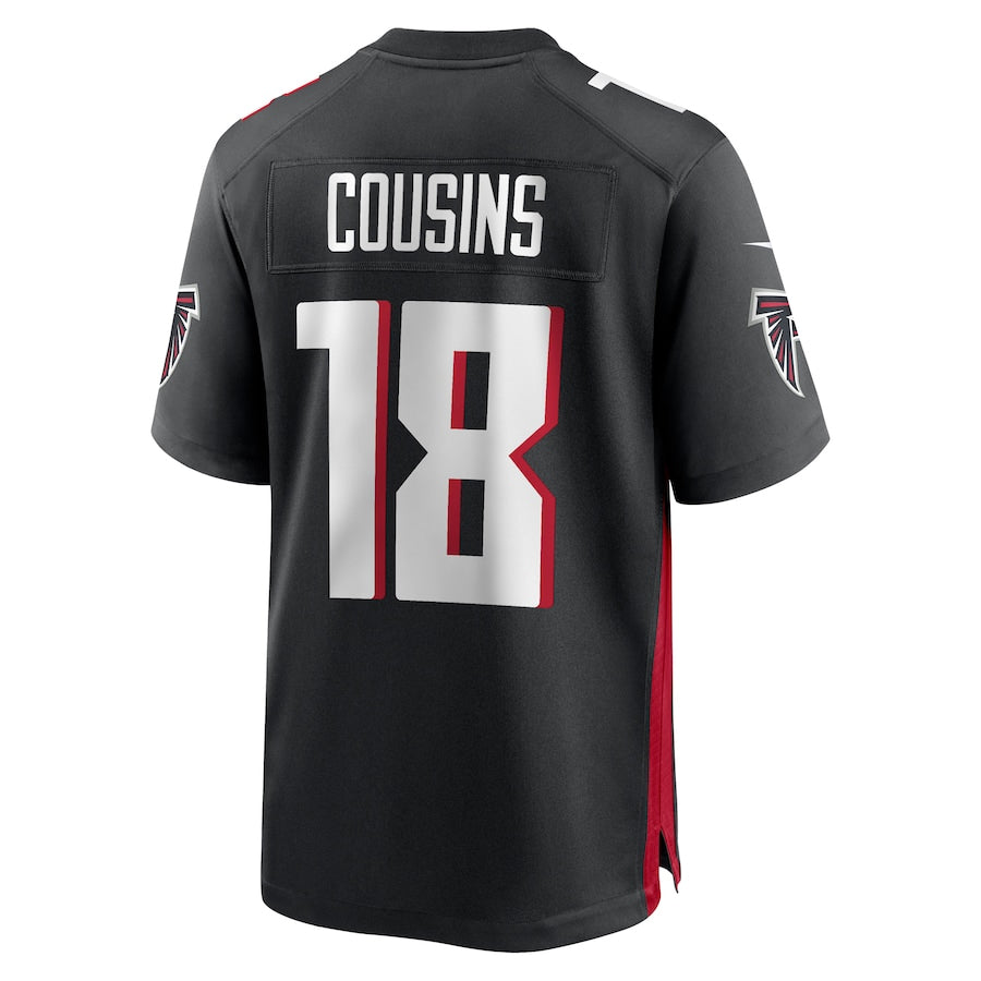 A.Falcons #18 Kirk Cousins Player Black Home Game Football Jerseys