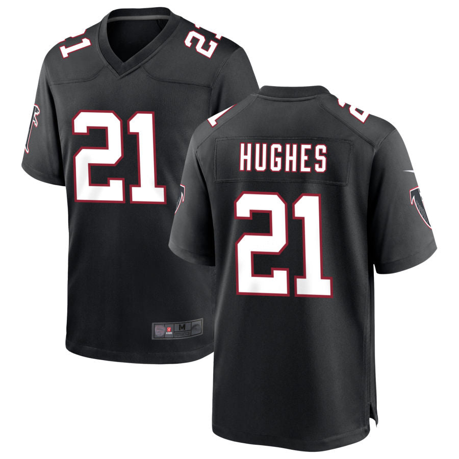 A.Falcons #21 Mike Hughes Player Black Throwback Game Football Jerseys