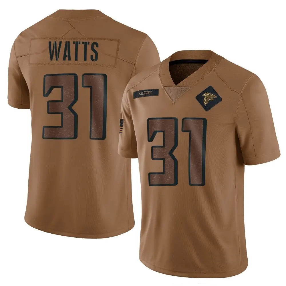 A.Falcons #31 Xavier Watts Player Brown Salute To Service Limited Football Jerseys
