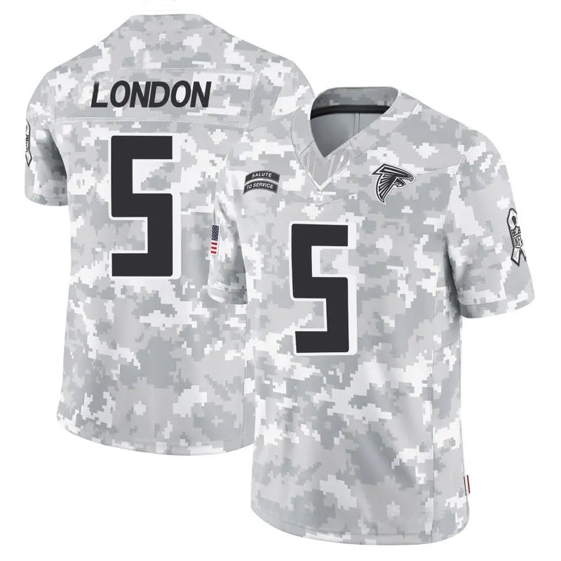 A.Falcons #5 Drake London Player Arctic Camo Salute to Service Limited Football Jerseys