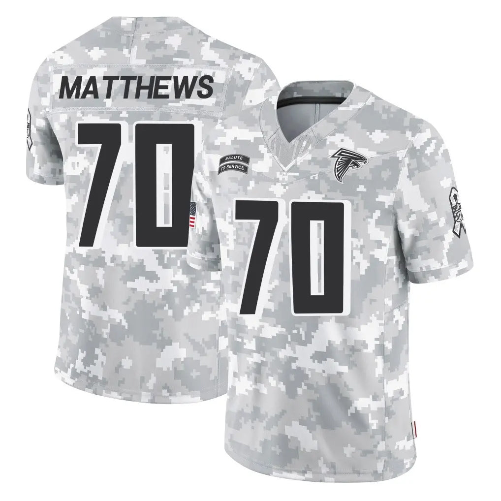 A.Falcons #70 Jake Matthews Player Arctic Camo Salute to Service Limited Football Jerseys