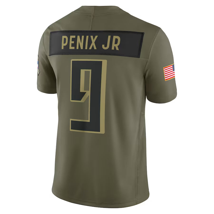 A.Falcons #9 Michael Penix Jr. Player Olive Salute to Service Limited Football Jerseys
