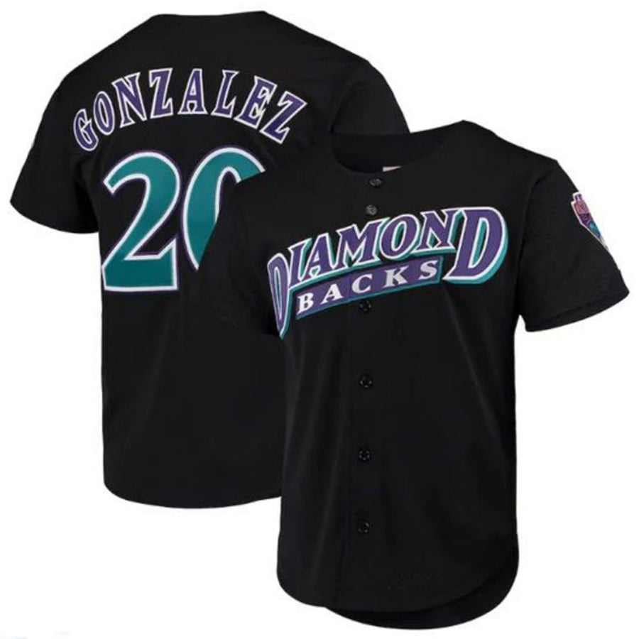 #20 Luis Gonzalez Player A.Diamondbacks Mitchell & Ness Cooperstown Collection Mesh Batting Practice Button-Up Baseball Jerseys