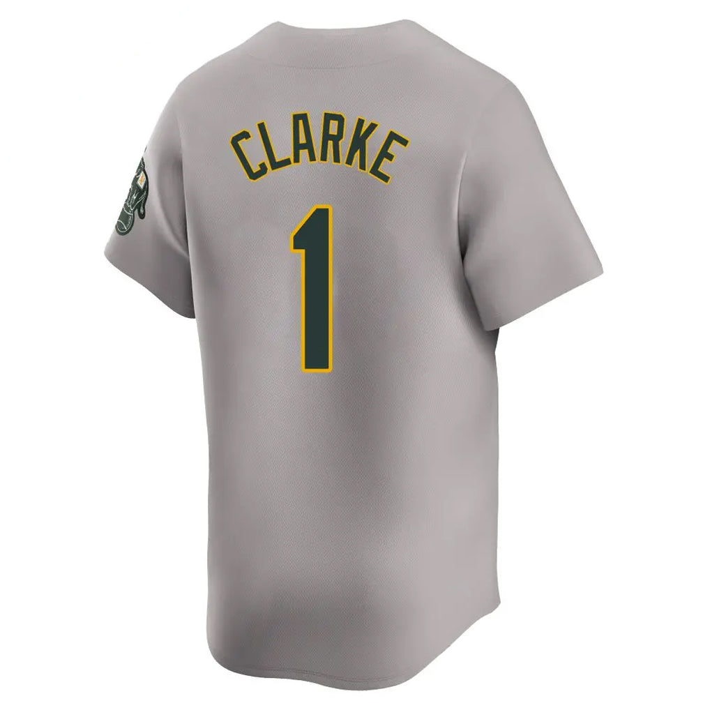 Athletics #1 Denzel Clarke Player Gray Limited Home Baseball Jerseys