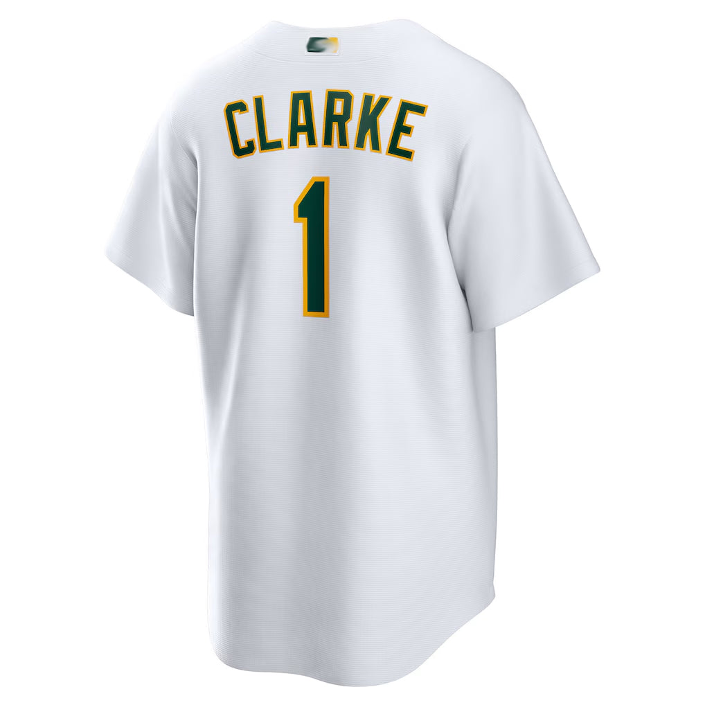 Athletics #1 Denzel Clarke Player White Game Baseball Jerseys