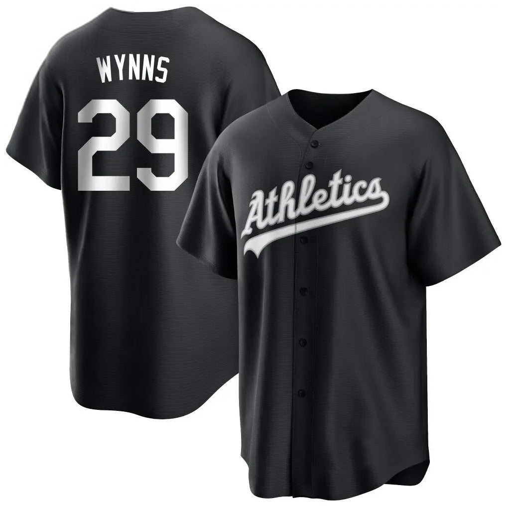 Athletics #29 Austin Wynns Player Black Replica Game Baseball Jerseys