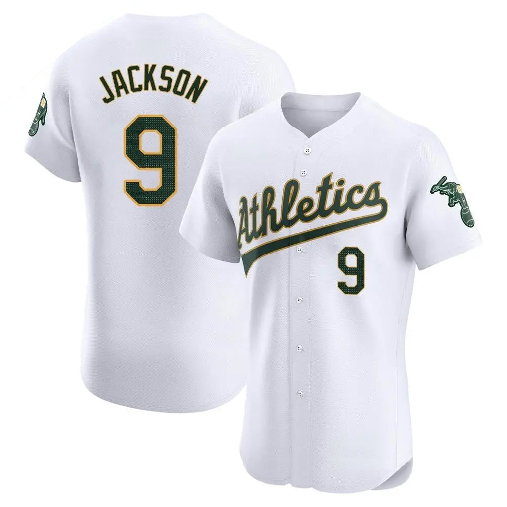 Athletics #9 Reggie Jackson Player White Elite Home Game Baseball Jerseys
