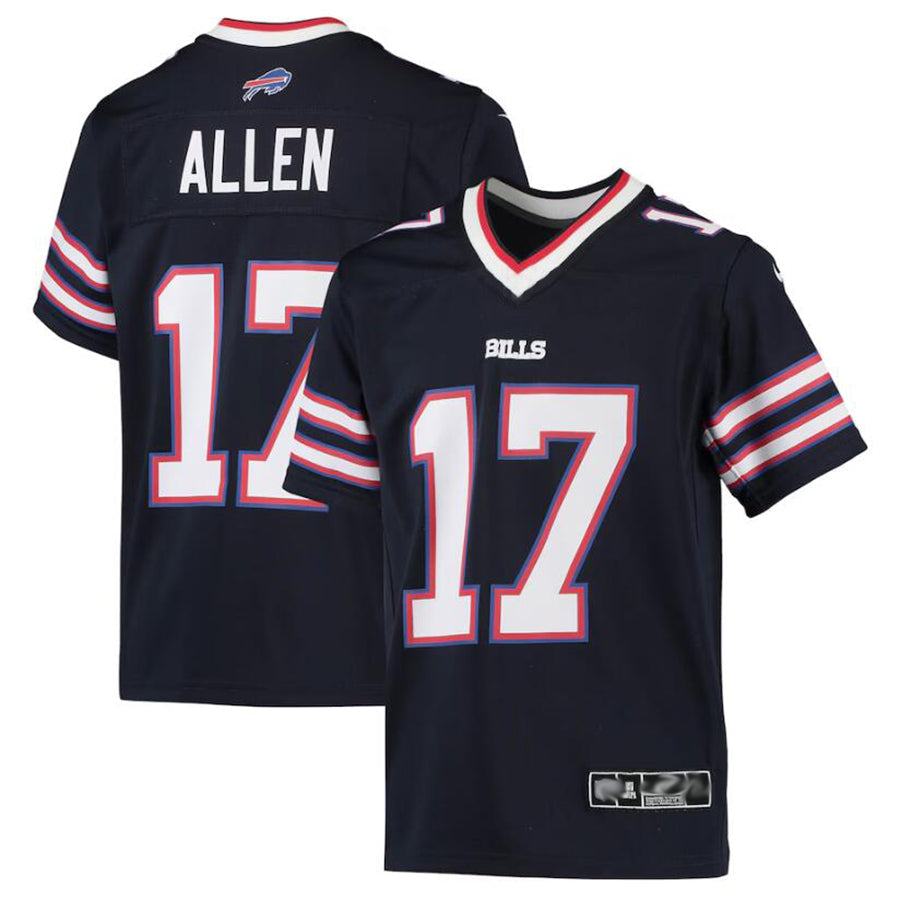 B.Bills #17 Josh Allen Player Navy Inverted Team Game Football Jerseys