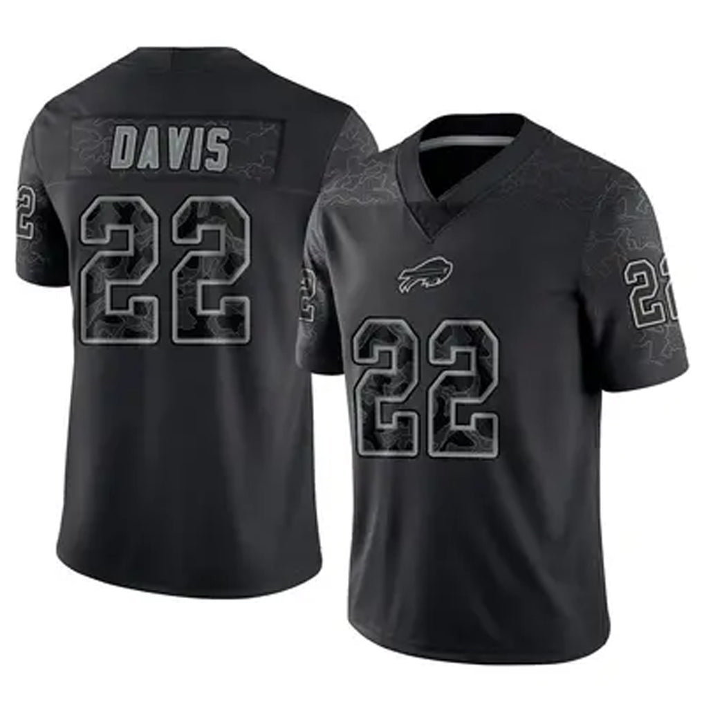B.Bills #22 Ray Davis Player Black RFLCTV Limited Football Jerseys