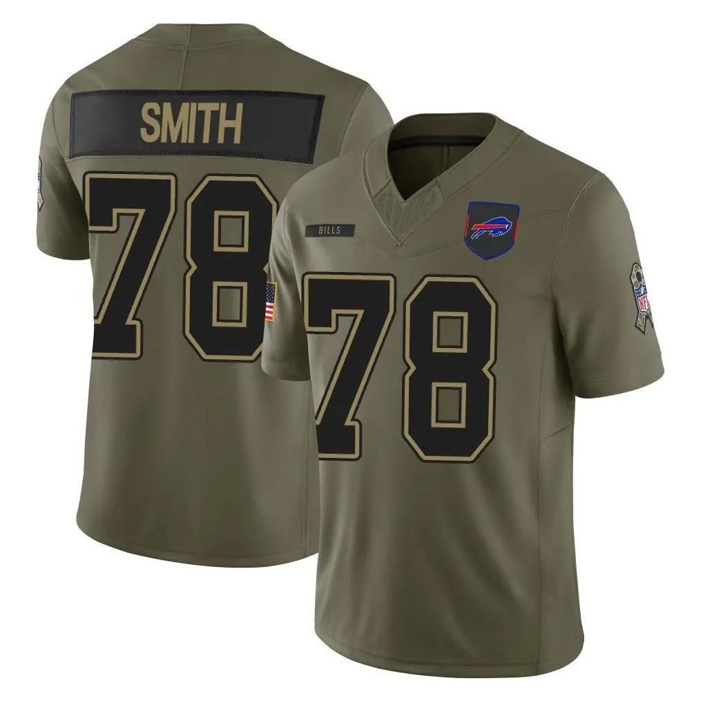 B.Bills #78 Bruce Smith Player Salute to Service Vapor F.U.S.E. Limited Football Jerseys