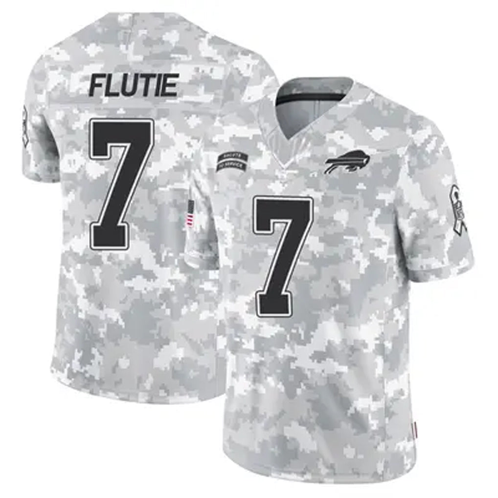 B.Bills #7 Doug Flutie Player Arctic Camo Salute to Service Limited Football Jerseys