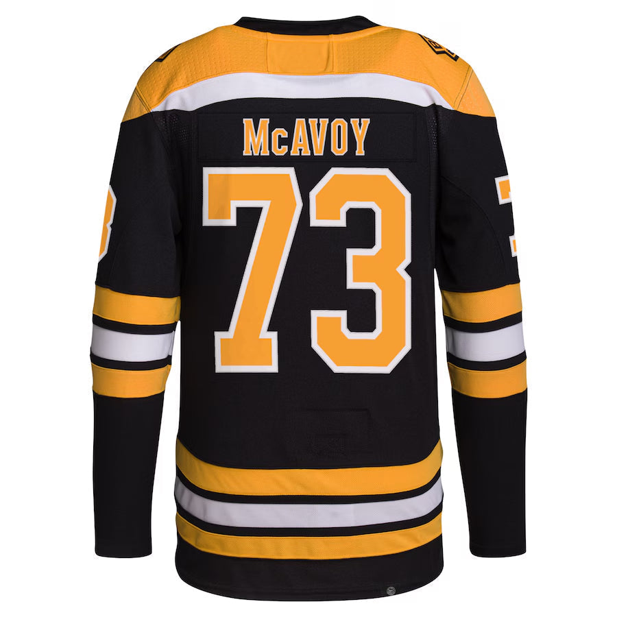 B.Bruins #73 Charlie McAvoy Player Black Home Hockey Jerseys