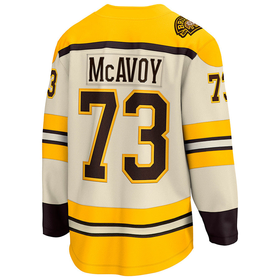 B.Bruins #73 Charlie McAvoy Player Fanatics Cream Premier Breakaway Hockey Jerseys