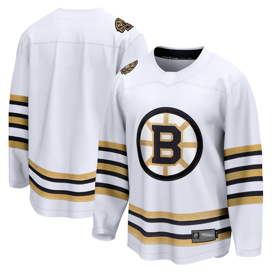 B.Bruins Blank Player Fanatics Anniversary Premier Breakaway White Hockey Jerseys