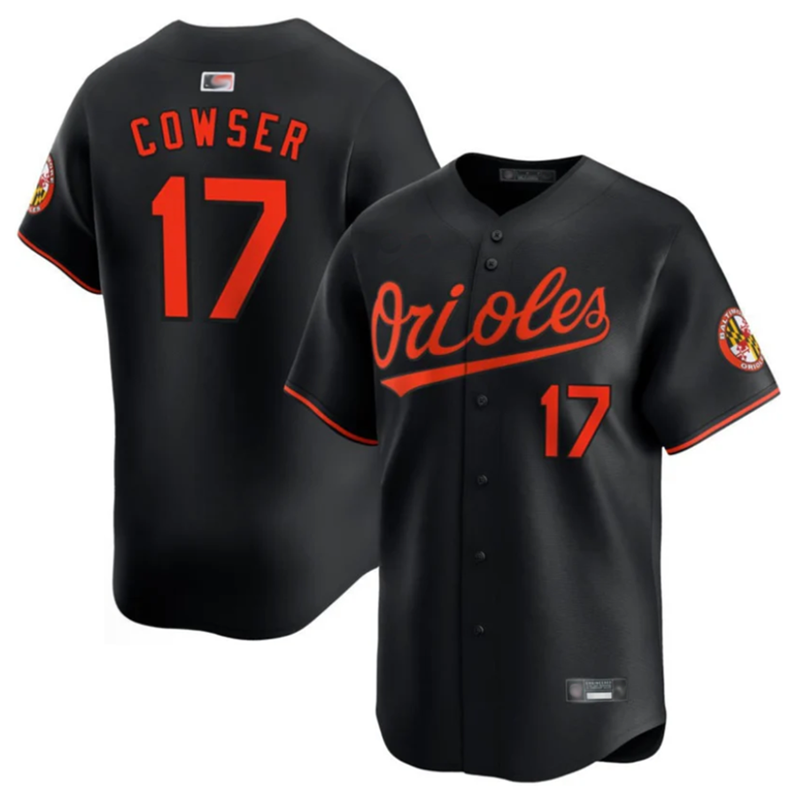 B.Orioles #17 Colton Cowser Player Black Home Replica Baseball Jerseys