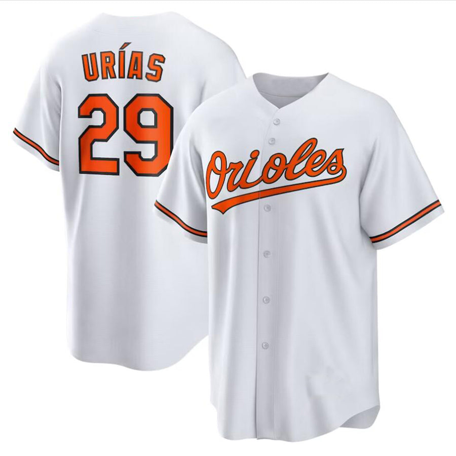 B.Orioles #29 Ram��?n Ur��aas Player White Home Replica Baseball Jerseys